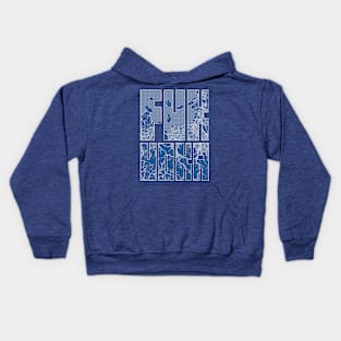 Fukuoka, Japan City Map Typography - Blueprint Kids Hoodie